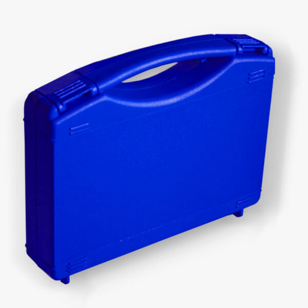 Abbildung: blauer Stimmgabelkunststoffkoffer zum Chakra Stimmgabelset